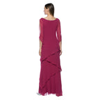 Marina  Long Chiffon Tiered Dress
