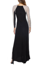 Marina  Long Embellished Chiffon Sleeves Dress