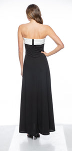 Marina  Long Strapless Crepe Dress